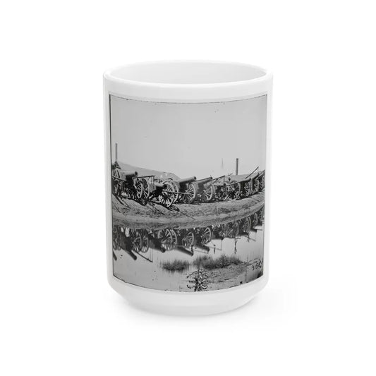 Richmond, Va. Captured Siege Guns At Rocketts; Different View 001 (U.S. Civil War) White Coffee Mug-15oz-Go Mug Yourself