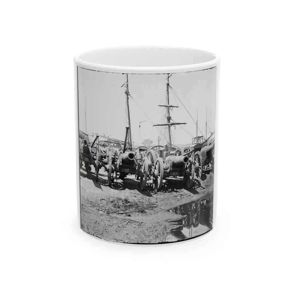 Richmond, Va. Captured Siege Guns At Rocketts; Different View 002 (U.S. Civil War) White Coffee Mug-11oz-Go Mug Yourself