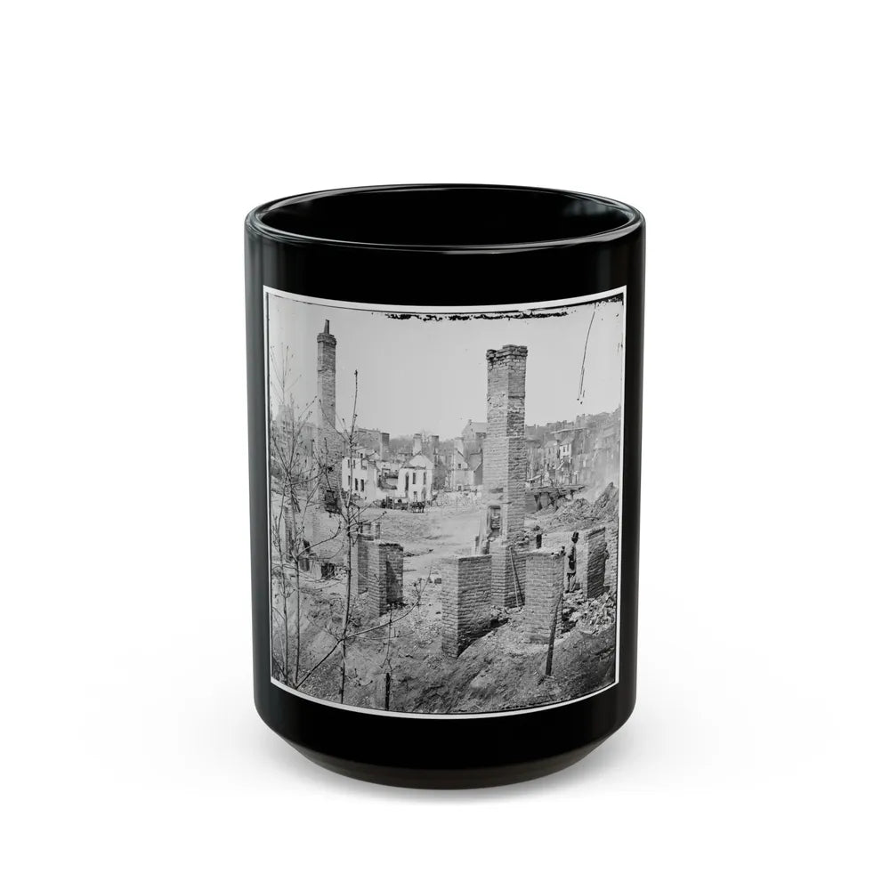 Richmond, Va. Chimneys Standing In The Burned District (U.S. Civil War) Black Coffee Mug-15oz-Go Mug Yourself