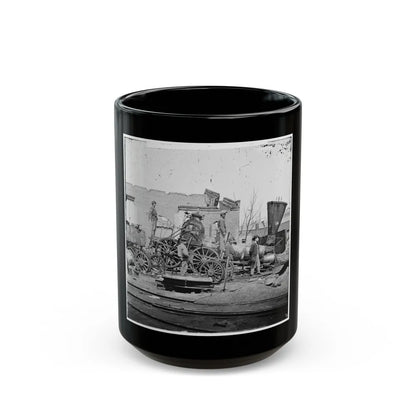 Richmond, Va. Crippled Locomotive, Richmond & Petersburg Railroad Depot (U.S. Civil War) Black Coffee Mug-15oz-Go Mug Yourself