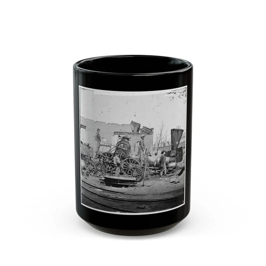 Richmond, Va. Crippled Locomotive, Richmond & Petersburg Railroad Depot (U.S. Civil War) Black Coffee Mug-15oz-Go Mug Yourself