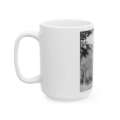 Richmond, Va. Crowd Before Headquarters Of The U.S. Christian Commission (U.S. Civil War) White Coffee Mug-Go Mug Yourself