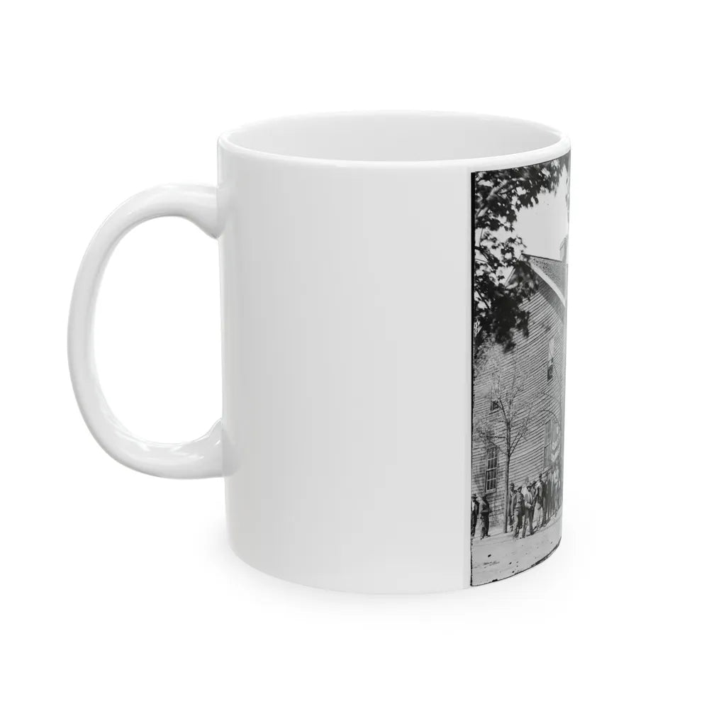 Richmond, Va. Crowd Before Headquarters Of The U.S. Christian Commission (U.S. Civil War) White Coffee Mug-Go Mug Yourself