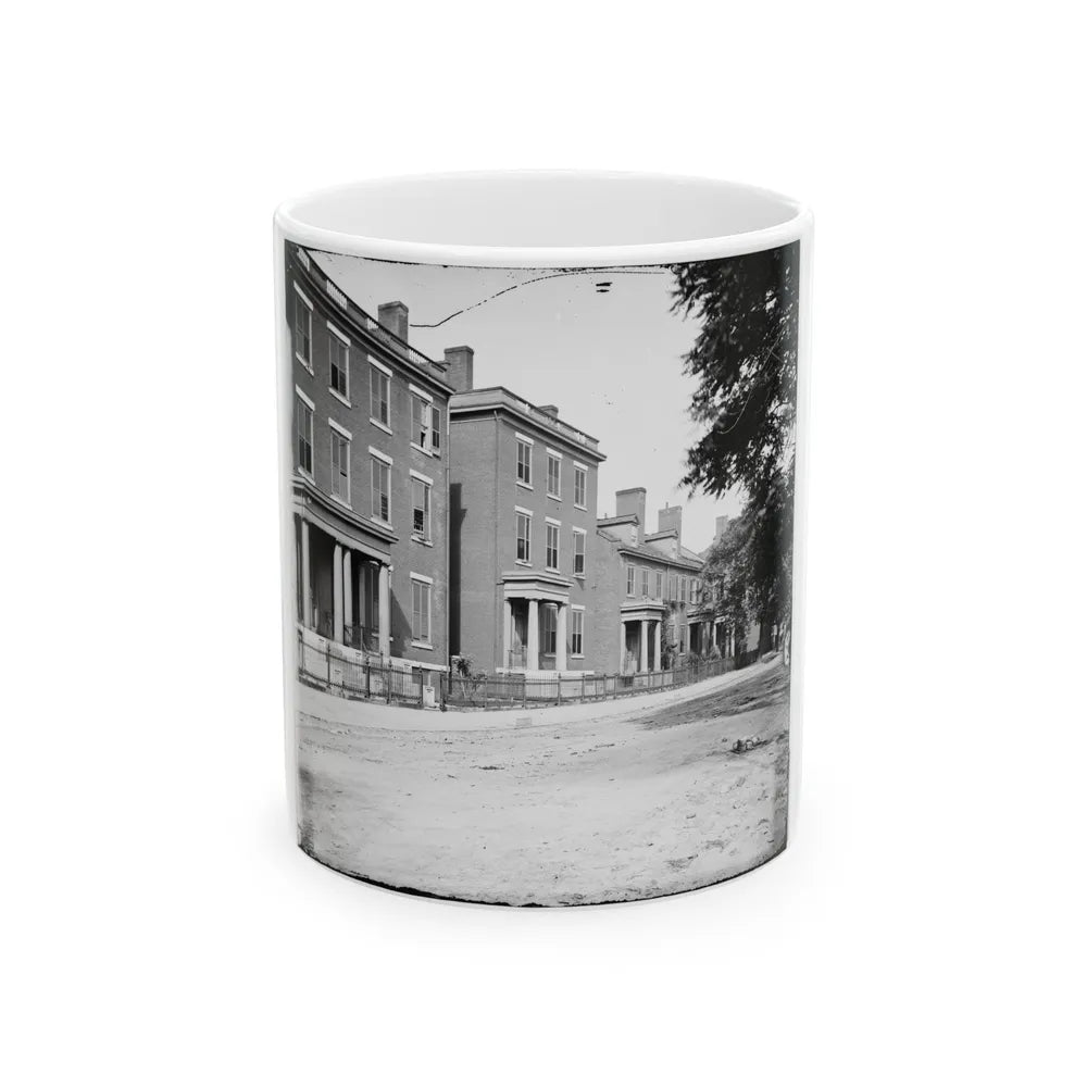 Richmond, Va. Franklin Street, Including The Residence Of Gen. Robert E. Lee (Second From Left) (U.S. Civil War) White Coffee Mug-11oz-Go Mug Yourself