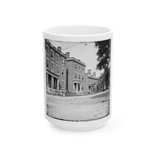 Richmond, Va. Franklin Street, Including The Residence Of Gen. Robert E. Lee (Second From Left) (U.S. Civil War) White Coffee Mug-15oz-Go Mug Yourself