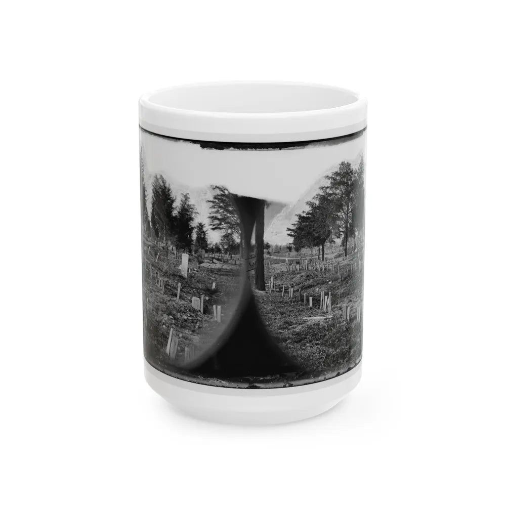 Richmond, Va. Graves Of Confederate Soldiers In Oakwood Cemetery, With Board Markers (U.S. Civil War) White Coffee Mug-15oz-Go Mug Yourself