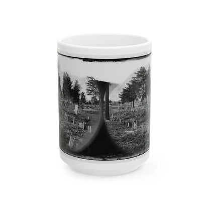 Richmond, Va. Graves Of Confederate Soldiers In Oakwood Cemetery, With Board Markers (U.S. Civil War) White Coffee Mug-15oz-Go Mug Yourself