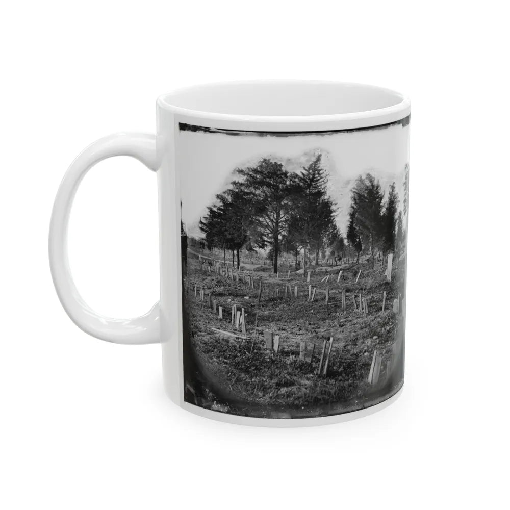 Richmond, Va. Graves Of Confederate Soldiers In Oakwood Cemetery, With Board Markers (U.S. Civil War) White Coffee Mug-Go Mug Yourself