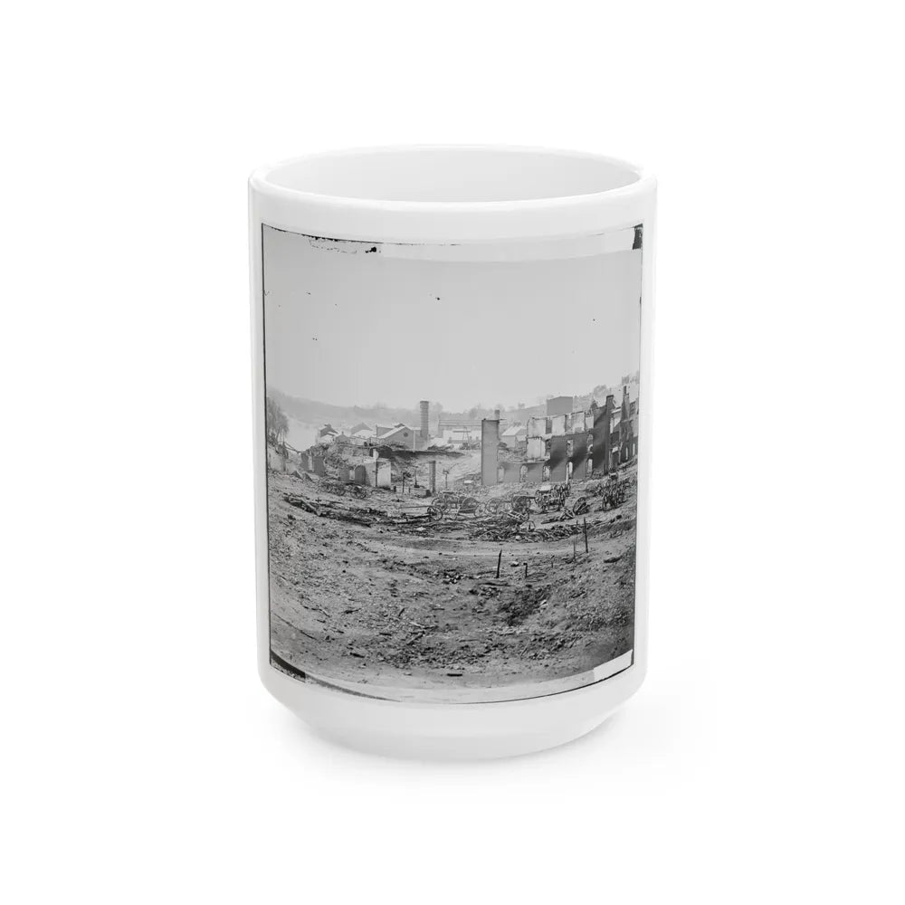 Richmond, Va. Guns And Ruined Buildings Near The Tredegar Iron Works (U.S. Civil War) White Coffee Mug-15oz-Go Mug Yourself