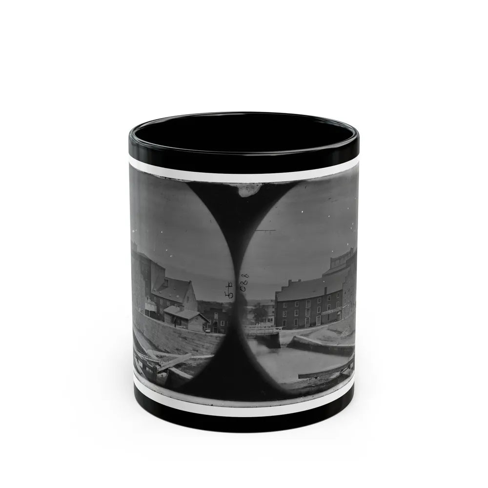 Richmond, Va. Haxall & Crenshaw's Flour Mill; Canal Lock In Foreground (U.S. Civil War) Black Coffee Mug-11oz-Go Mug Yourself