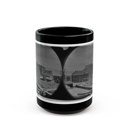 Richmond, Va. Haxall & Crenshaw's Flour Mill; Canal Lock In Foreground (U.S. Civil War) Black Coffee Mug-15oz-Go Mug Yourself