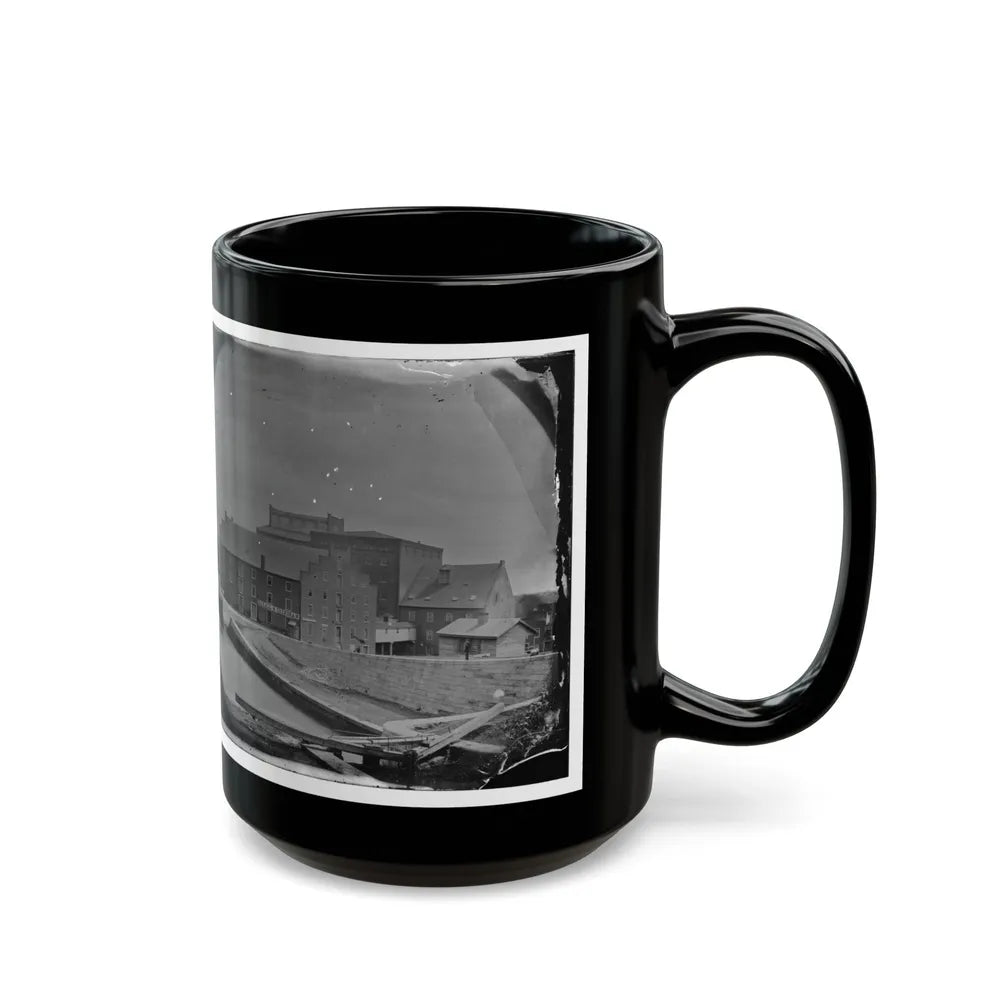 Richmond, Va. Haxall & Crenshaw's Flour Mill; Canal Lock In Foreground (U.S. Civil War) Black Coffee Mug-Go Mug Yourself