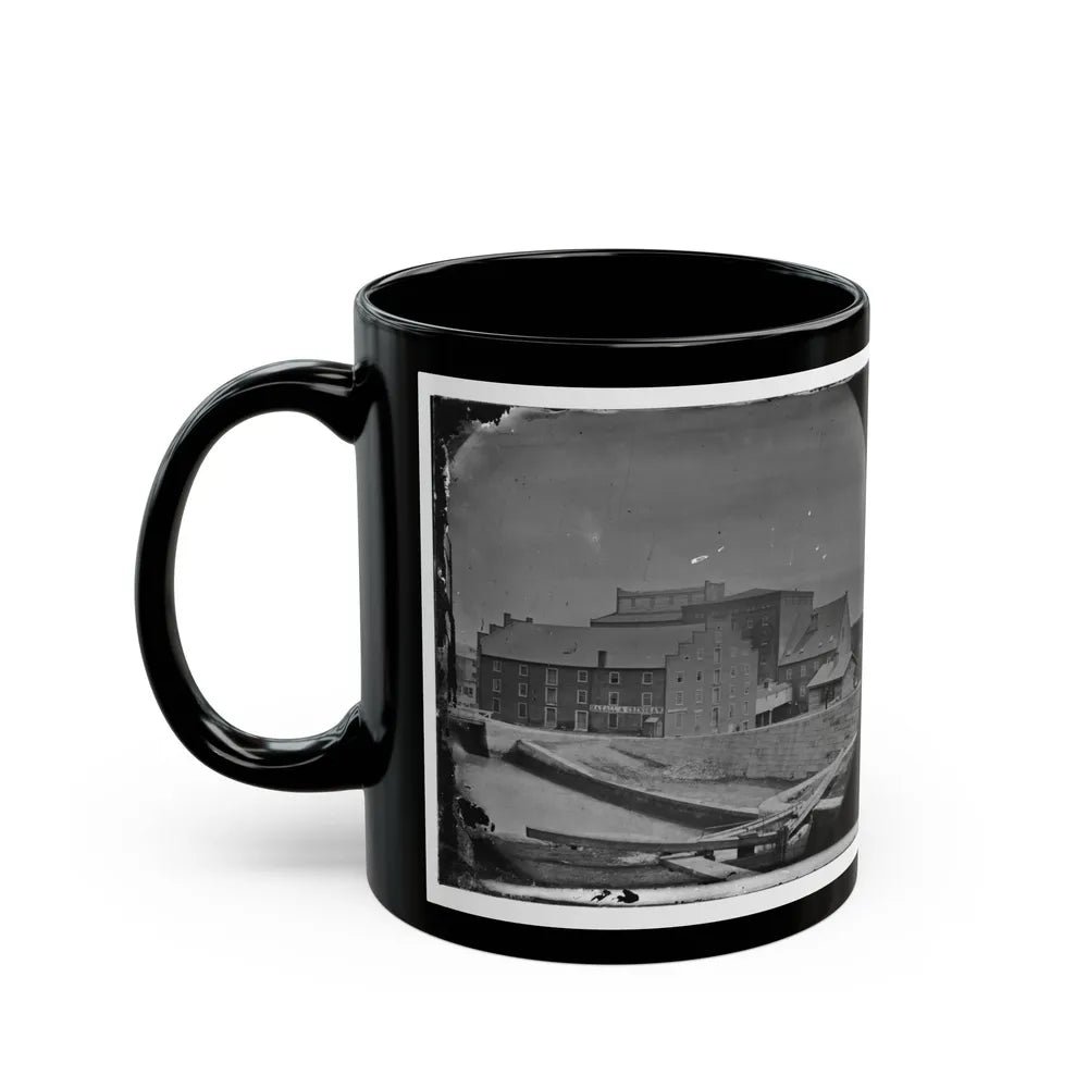 Richmond, Va. Haxall & Crenshaw's Flour Mill; Canal Lock In Foreground (U.S. Civil War) Black Coffee Mug-Go Mug Yourself