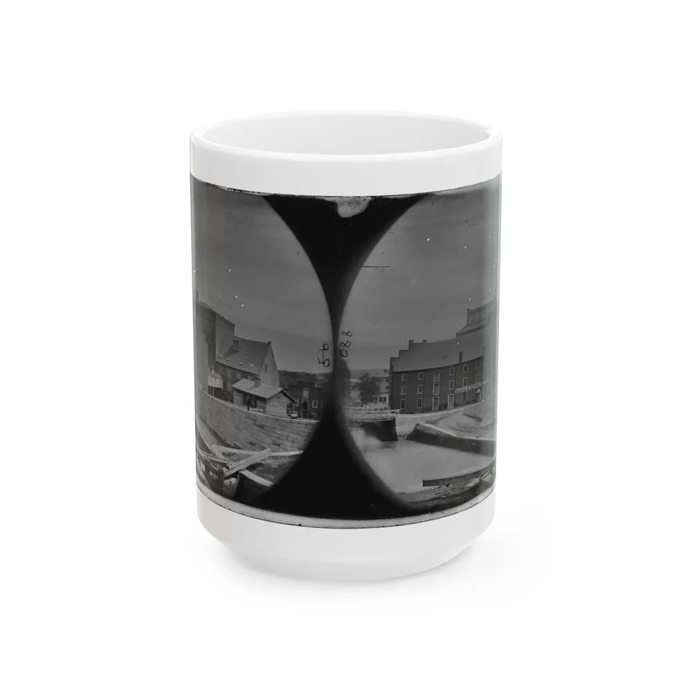 Richmond, Va. Haxall & Crenshaw's Flour Mill; Canal Lock In Foreground (U.S. Civil War) White Coffee Mug-15oz-Go Mug Yourself