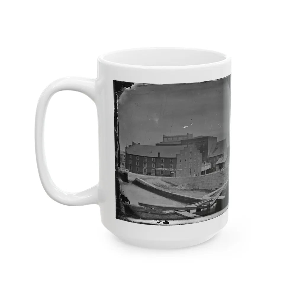 Richmond, Va. Haxall & Crenshaw's Flour Mill; Canal Lock In Foreground (U.S. Civil War) White Coffee Mug-Go Mug Yourself