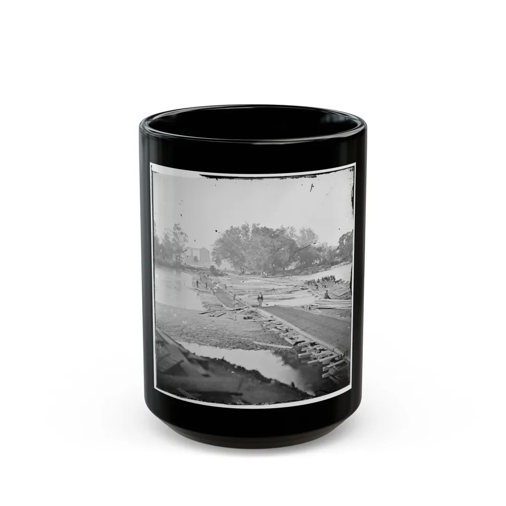 Richmond, Va. Pontoon Bridges Across The James, Looking Toward Manchester (U.S. Civil War) Black Coffee Mug-15oz-Go Mug Yourself