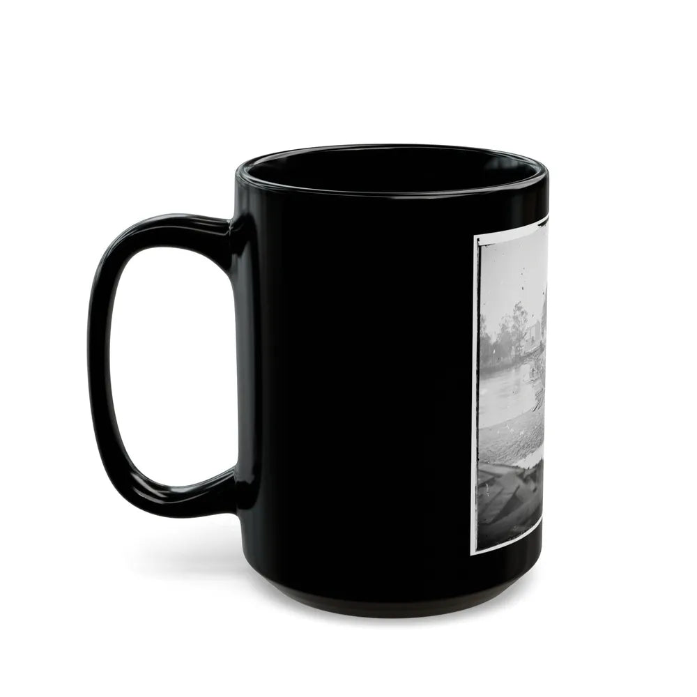 Richmond, Va. Pontoon Bridges Across The James, Looking Toward Manchester (U.S. Civil War) Black Coffee Mug-Go Mug Yourself