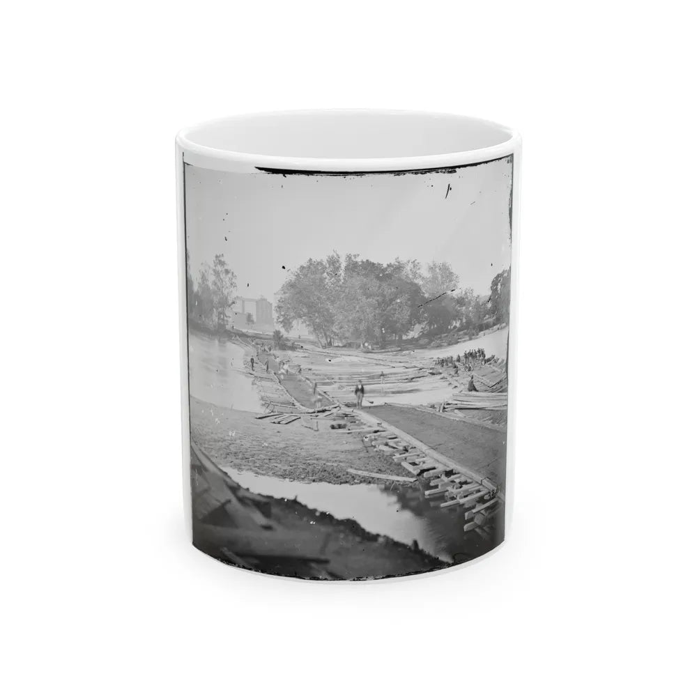 Richmond, Va. Pontoon Bridges Across The James, Looking Toward Manchester (U.S. Civil War) White Coffee Mug-11oz-Go Mug Yourself