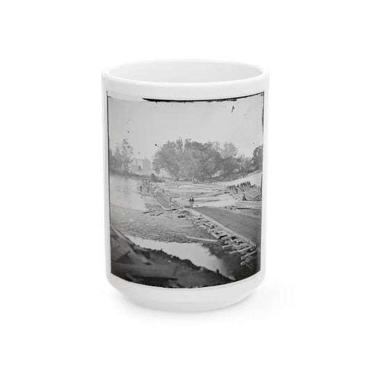 Richmond, Va. Pontoon Bridges Across The James, Looking Toward Manchester (U.S. Civil War) White Coffee Mug-15oz-Go Mug Yourself