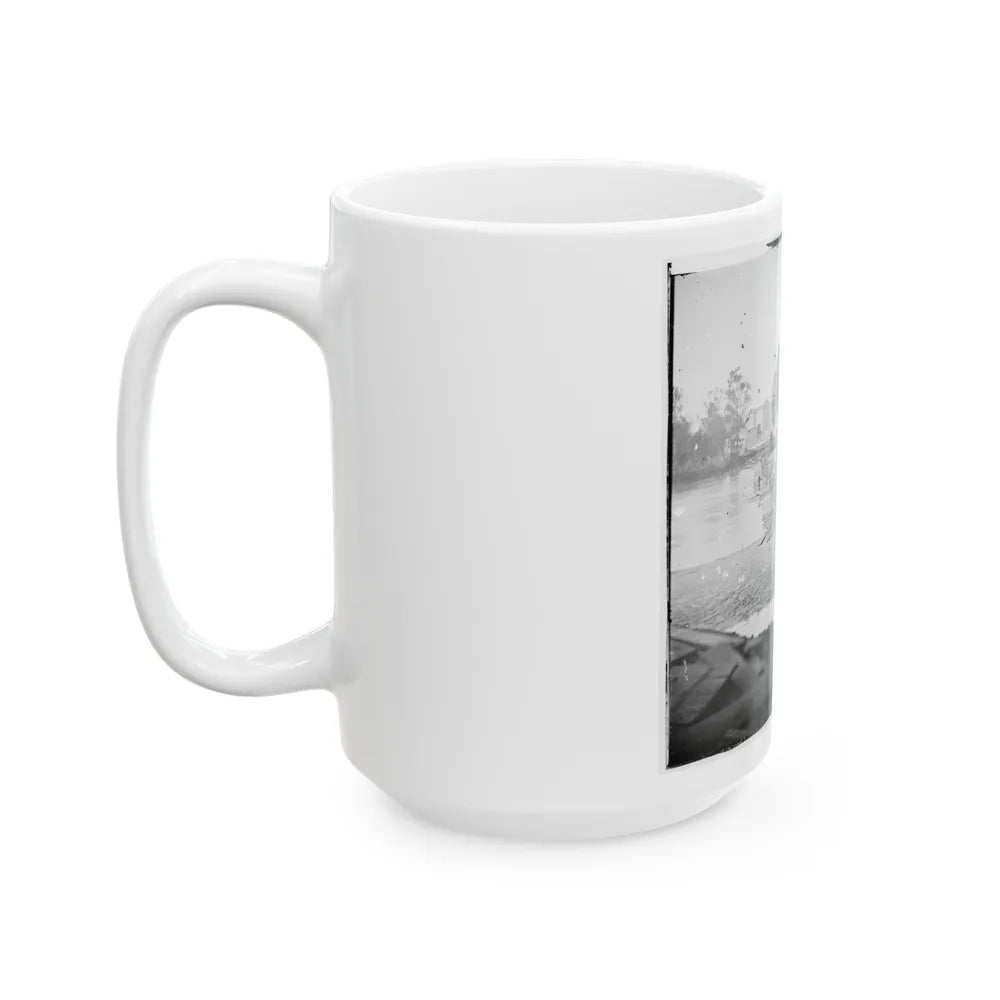 Richmond, Va. Pontoon Bridges Across The James, Looking Toward Manchester (U.S. Civil War) White Coffee Mug-Go Mug Yourself