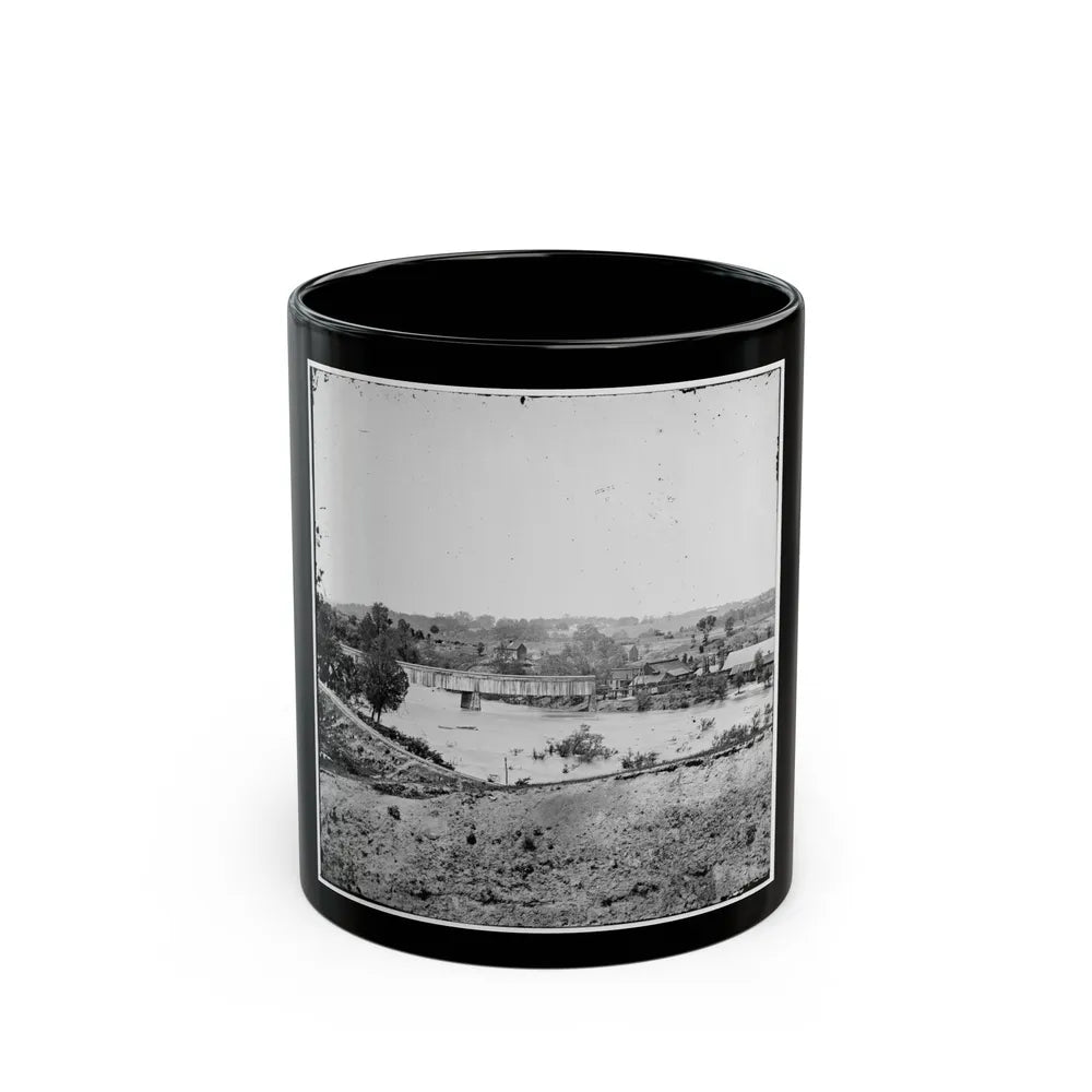 Richmond, Va. Railroad Bridge And Old Dominion Iron And Nail Works On Belle Isle (U.S. Civil War) Black Coffee Mug-11oz-Go Mug Yourself