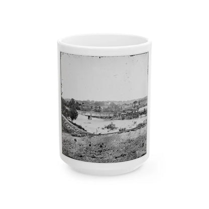 Richmond, Va. Railroad Bridge And Old Dominion Iron And Nail Works On Belle Isle (U.S. Civil War) White Coffee Mug-15oz-Go Mug Yourself