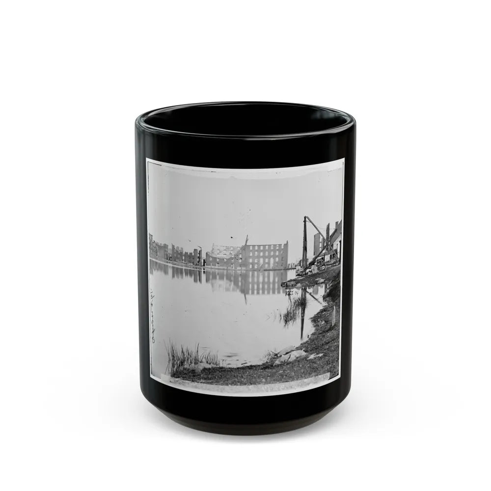 Richmond, Va. Ruined Buildings On Banks Of The Canal Basin (U.S. Civil War) Black Coffee Mug-15oz-Go Mug Yourself