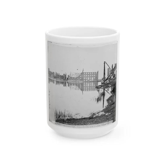 Richmond, Va. Ruined Buildings On Banks Of The Canal Basin (U.S. Civil War) White Coffee Mug-15oz-Go Mug Yourself