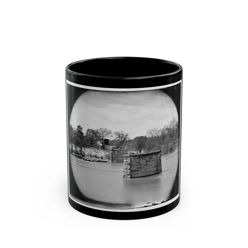 Richmond, Va. Ruins Of Richmond & Danville Railroad Bridge; The City Beyond (U.S. Civil War) Black Coffee Mug-11oz-Go Mug Yourself