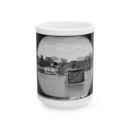 Richmond, Va. Ruins Of Richmond & Danville Railroad Bridge; The City Beyond (U.S. Civil War) White Coffee Mug-15oz-Go Mug Yourself