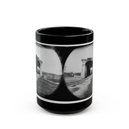 Richmond, Va. Ruins Of Richmond & Danville Railroad Bridge (U.S. Civil War) Black Coffee Mug-15oz-Go Mug Yourself