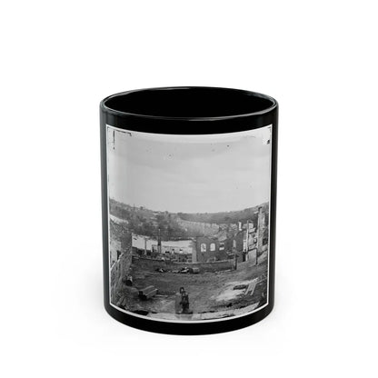 Richmond, Va. Ruins Of Richmond & Petersburg Railroad Bridge; South Bank Of The James Beyond (U.S. Civil War) Black Coffee Mug-11oz-Go Mug Yourself