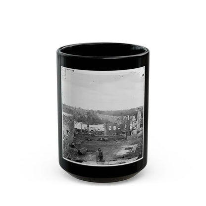 Richmond, Va. Ruins Of Richmond & Petersburg Railroad Bridge; South Bank Of The James Beyond (U.S. Civil War) Black Coffee Mug-15oz-Go Mug Yourself