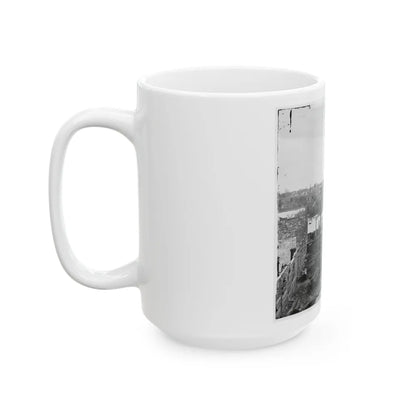 Richmond, Va. Ruins Of Richmond & Petersburg Railroad Bridge; South Bank Of The James Beyond (U.S. Civil War) White Coffee Mug-Go Mug Yourself