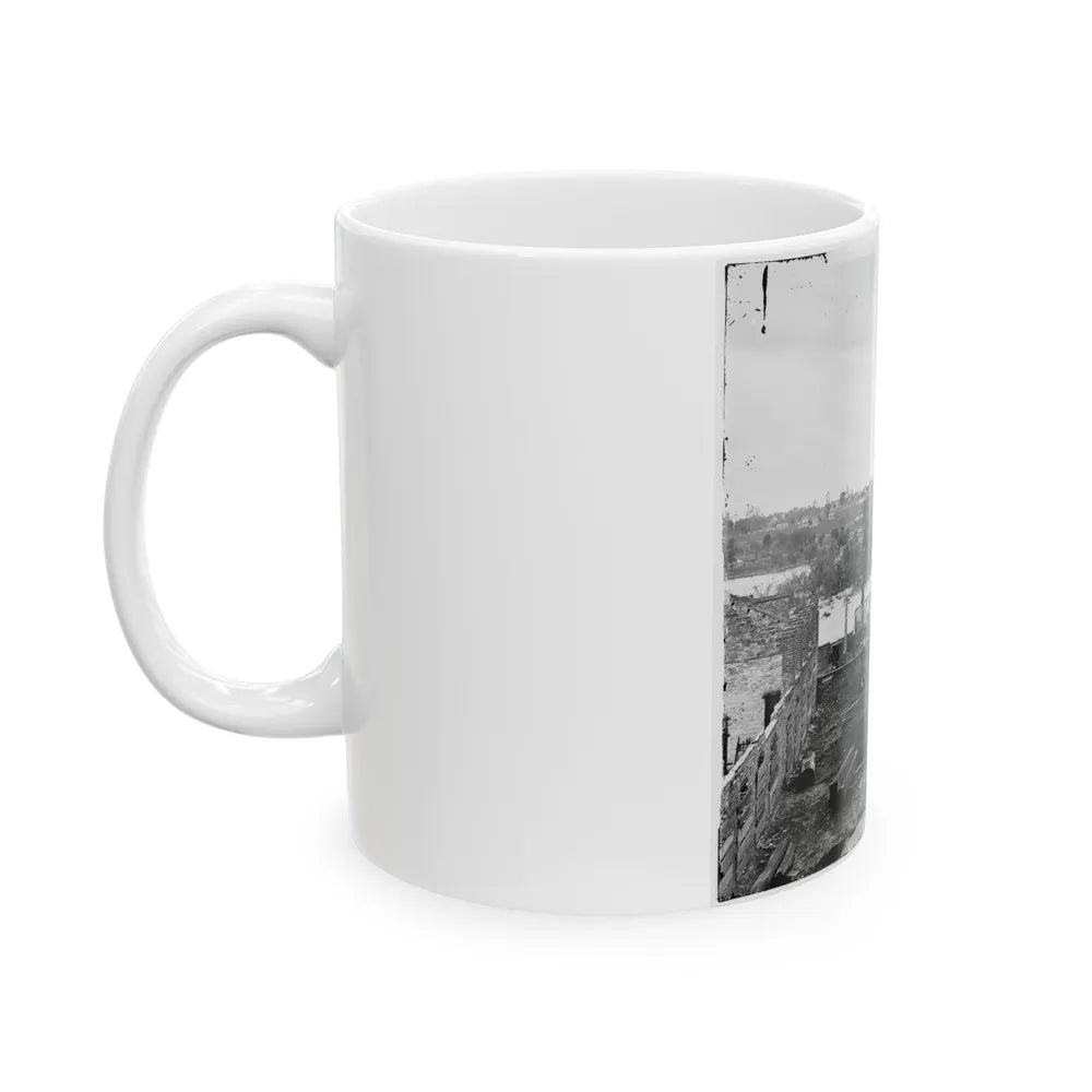 Richmond, Va. Ruins Of Richmond & Petersburg Railroad Bridge; South Bank Of The James Beyond (U.S. Civil War) White Coffee Mug-Go Mug Yourself