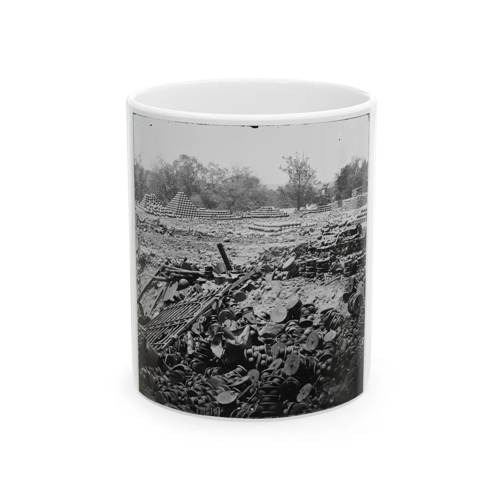 Richmond, Va. Stacked And Scattered Ammunition Near The State Arsenal; Another View (U.S. Civil War) White Coffee Mug-11oz-Go Mug Yourself