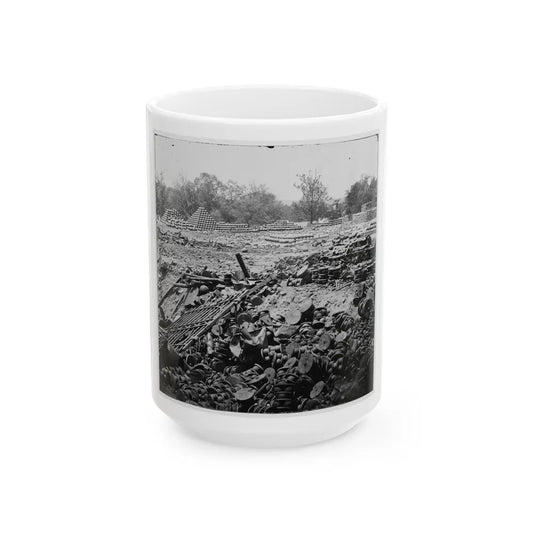 Richmond, Va. Stacked And Scattered Ammunition Near The State Arsenal; Another View (U.S. Civil War) White Coffee Mug-15oz-Go Mug Yourself