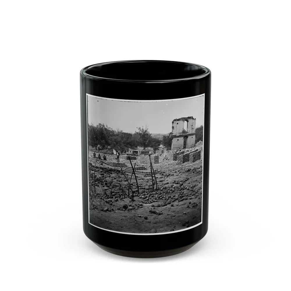 Richmond, Va. Stacked And Scattered Ammunition Near The State Arsenal (U.S. Civil War) Black Coffee Mug-15oz-Go Mug Yourself