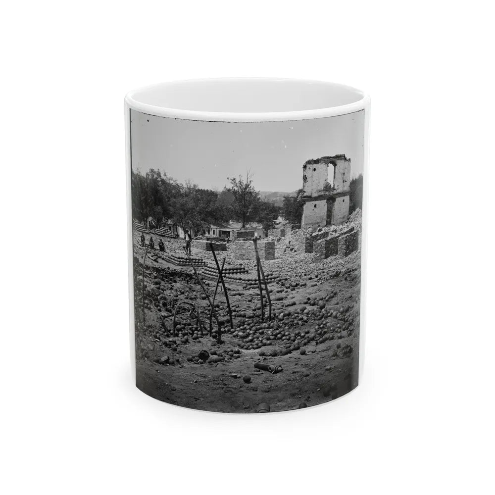 Richmond, Va. Stacked And Scattered Ammunition Near The State Arsenal (U.S. Civil War) White Coffee Mug-11oz-Go Mug Yourself