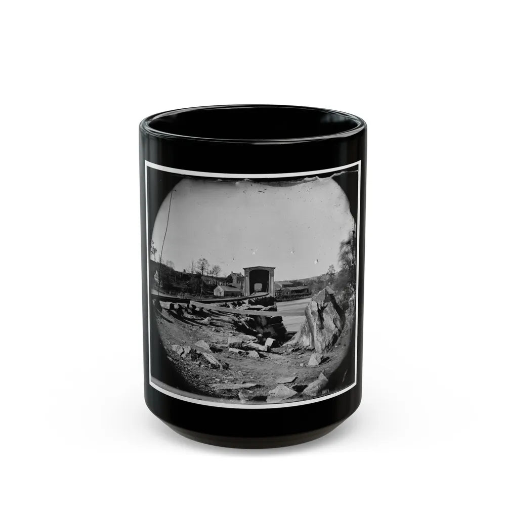 Richmond, Va. The Belle Isle Railroad Bridge (Covered) From The South Bank (U.S. Civil War) Black Coffee Mug-15oz-Go Mug Yourself