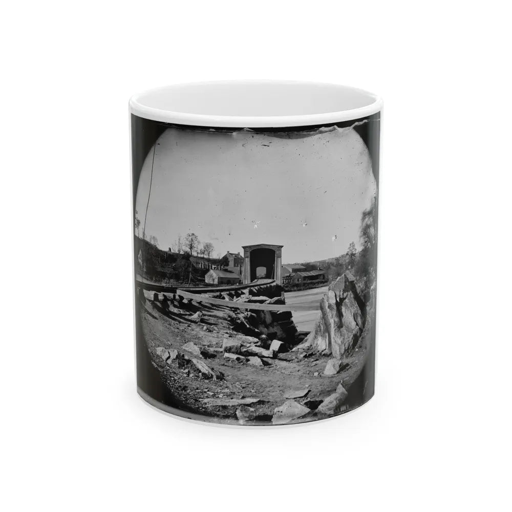 Richmond, Va. The Belle Isle Railroad Bridge (Covered) From The South Bank (U.S. Civil War) White Coffee Mug-11oz-Go Mug Yourself