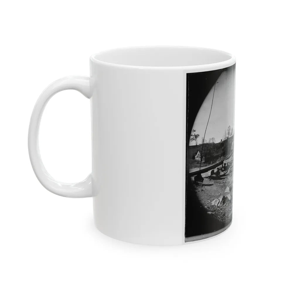 Richmond, Va. The Belle Isle Railroad Bridge (Covered) From The South Bank (U.S. Civil War) White Coffee Mug-Go Mug Yourself