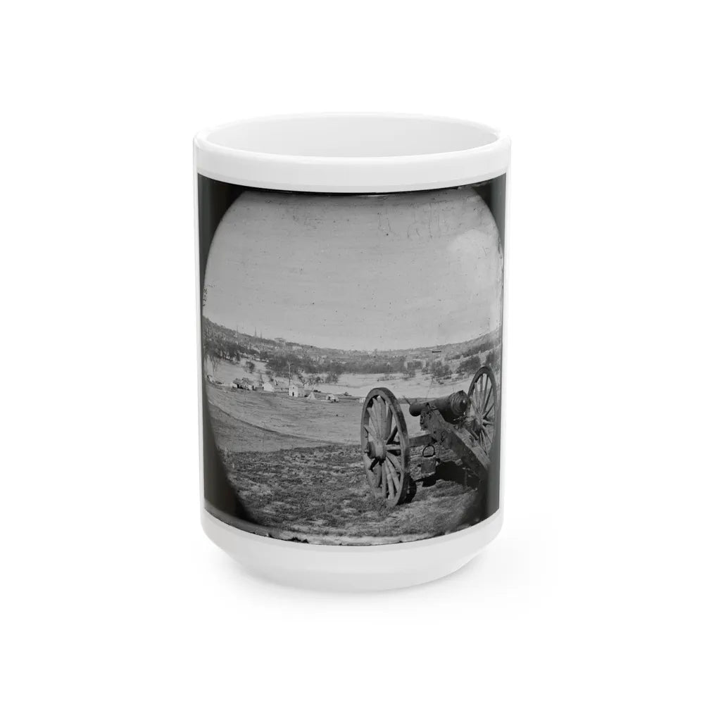 Richmond, Va. View Of City From Belle Isle; Gun In Foreground (U.S. Civil War) White Coffee Mug-15oz-Go Mug Yourself