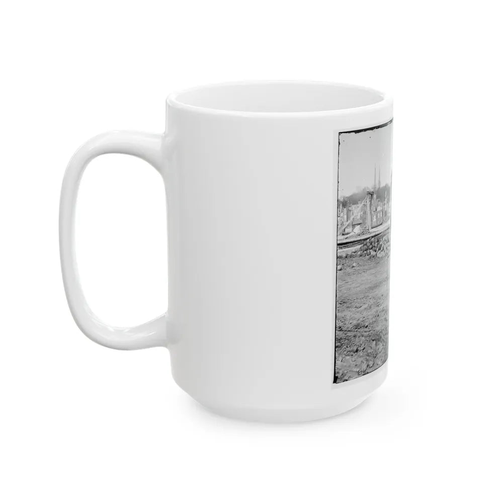 Richmond, Va. View Of The Burned District And The Capitol Across The Canal Basin (U.S. Civil War) White Coffee Mug-Go Mug Yourself