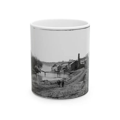 Richmond, Va. View Of The Tredegar Iron Works, With Footbridge To Neilson's Island (U.S. Civil War) White Coffee Mug-11oz-Go Mug Yourself