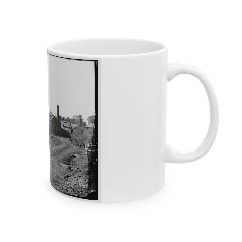 Richmond, Va. View Of The Tredegar Iron Works, With Footbridge To Neilson's Island (U.S. Civil War) White Coffee Mug-Go Mug Yourself