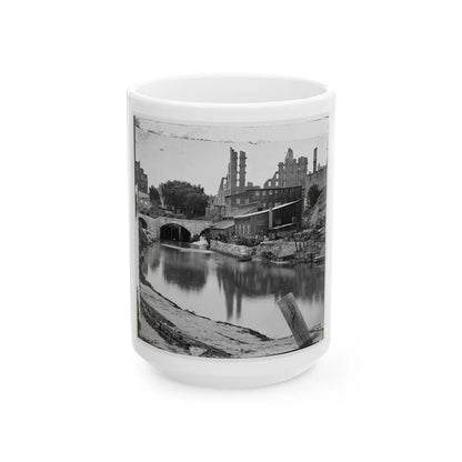 Richmond, Va. View On James River And Kanawha Canal Near The Haxall Flour Mills; Ruins Of The Gallego Mills Beyond (U.S. Civil War) White Coffee Mug-15oz-Go Mug Yourself