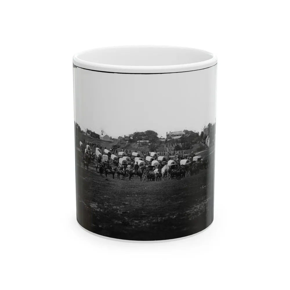 Richmond, Va. Wagon Train Of Military Telegraph Corps (U.S. Civil War) White Coffee Mug-11oz-Go Mug Yourself