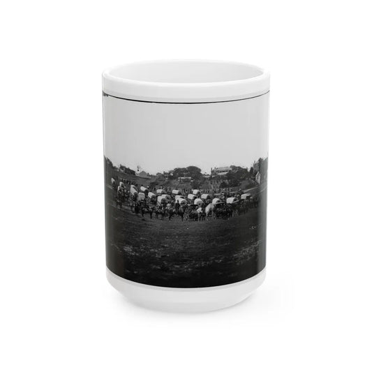 Richmond, Va. Wagon Train Of Military Telegraph Corps (U.S. Civil War) White Coffee Mug-15oz-Go Mug Yourself