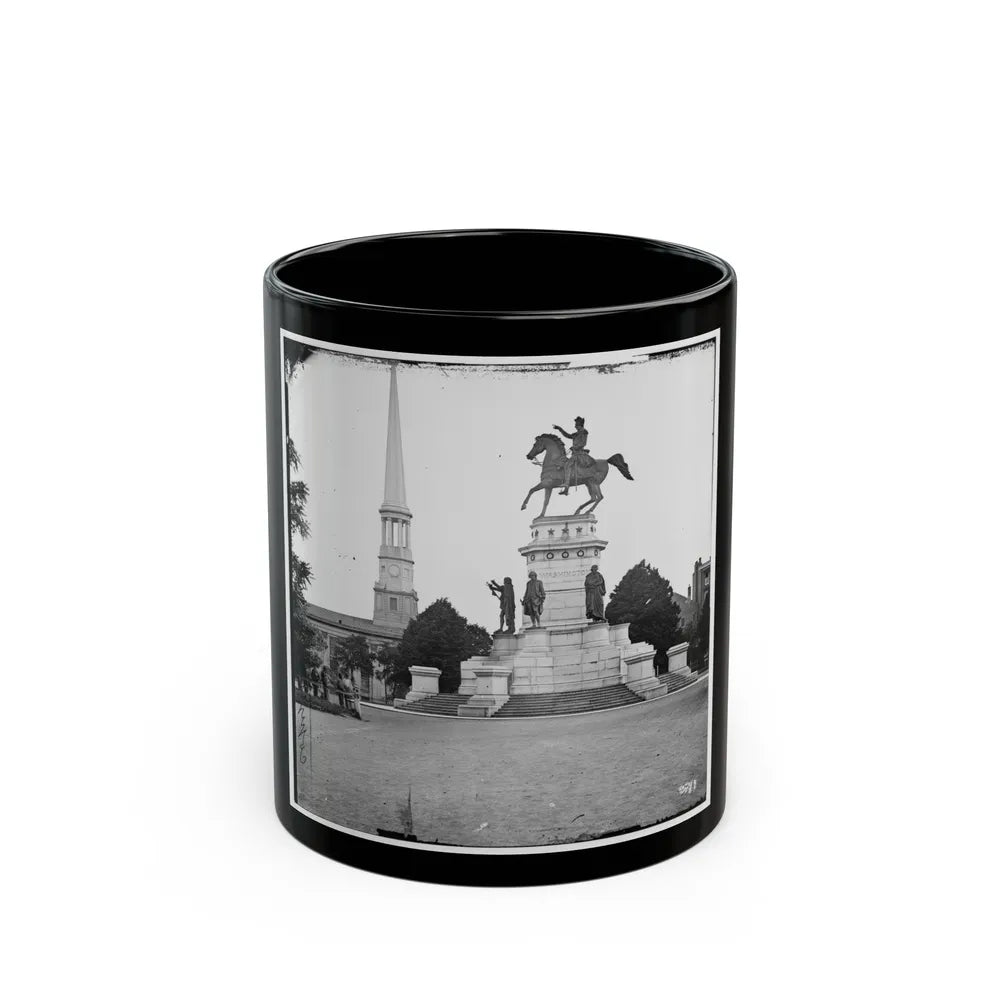 Richmond, Va. Washington Monument; St. Paul's Church In Left Background (U.S. Civil War) Black Coffee Mug-11oz-Go Mug Yourself